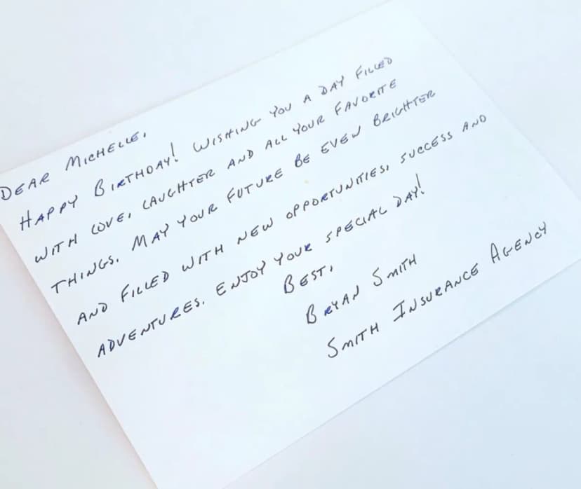 Birthday card from Premier Letters