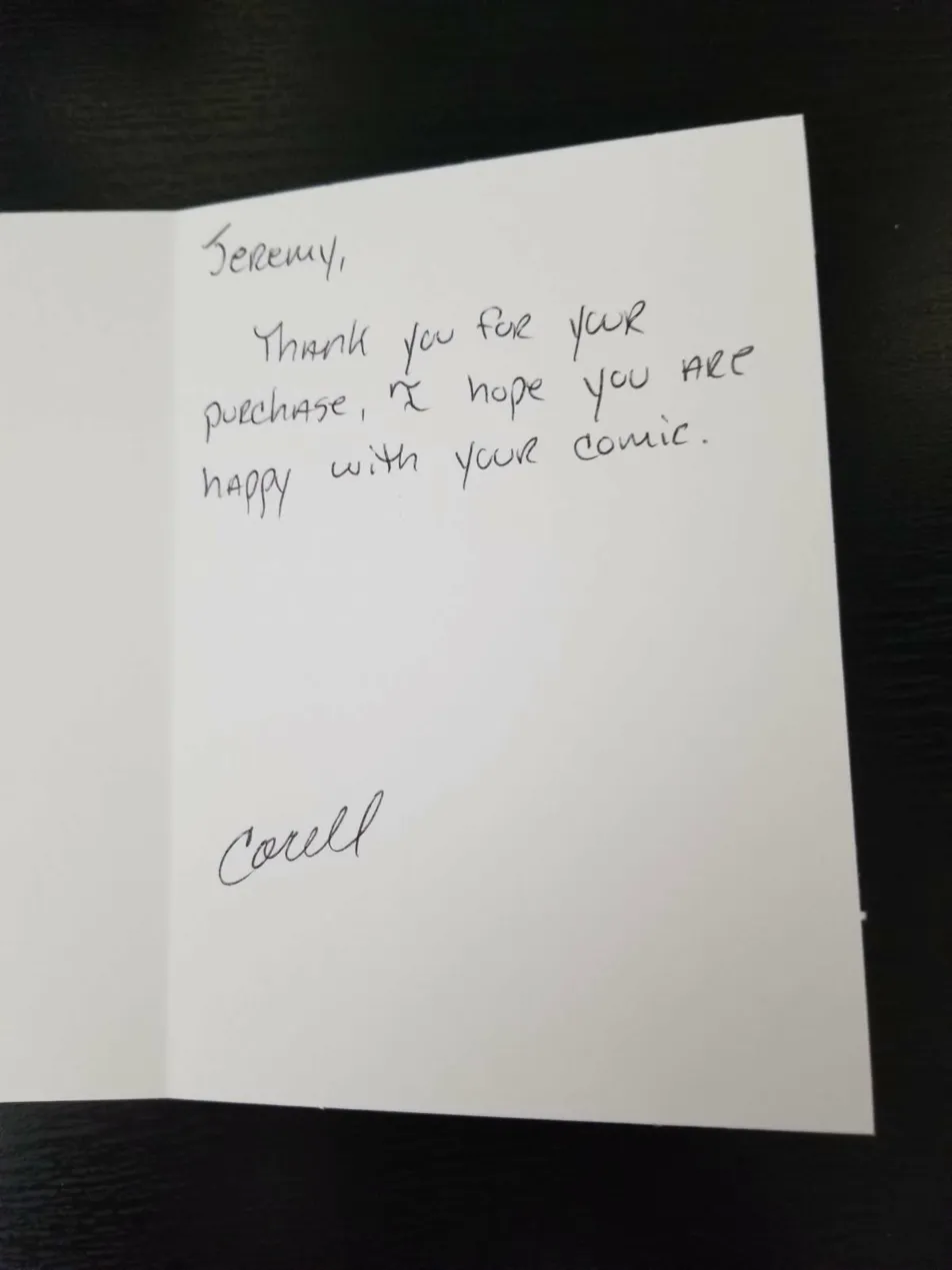 Written thank-you card